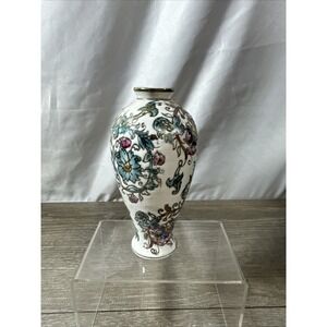 Vintage Small Chinese Porcelain Painted Floral Design Bud Vase 5" High